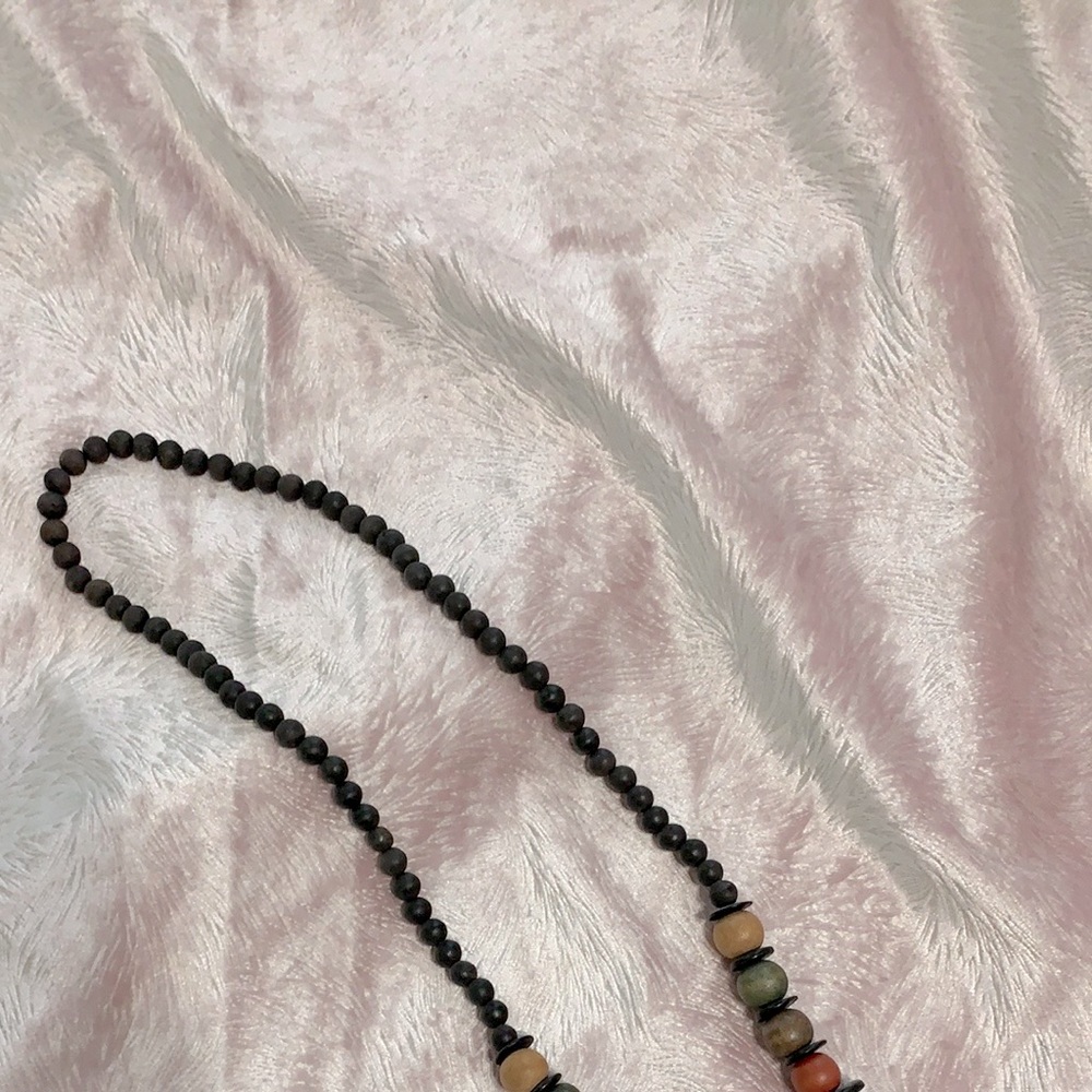 Wood long necklace